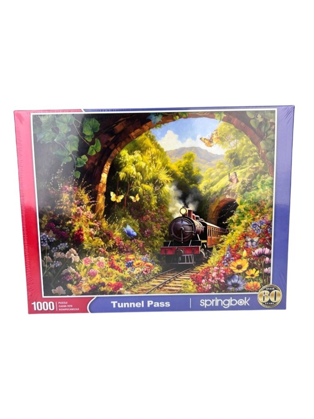 Springbok Train "Tunnel Pass" 1,000 pc Jigsaw Puzzle Landscape Floral NEW Gift
